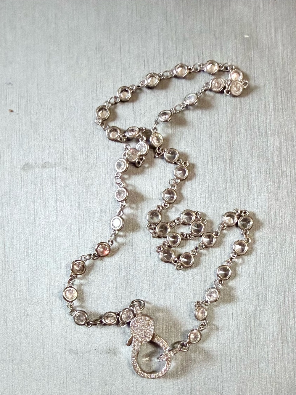 CZ Tennis Necklace with 3 Charms